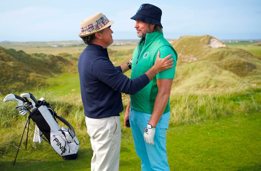 Teddy Finnegan (Brian d'Arcy James, L) and Freddy Finnegan (Edward Burns), in “Finnegan’s Foursome.” (Republic Pictures)