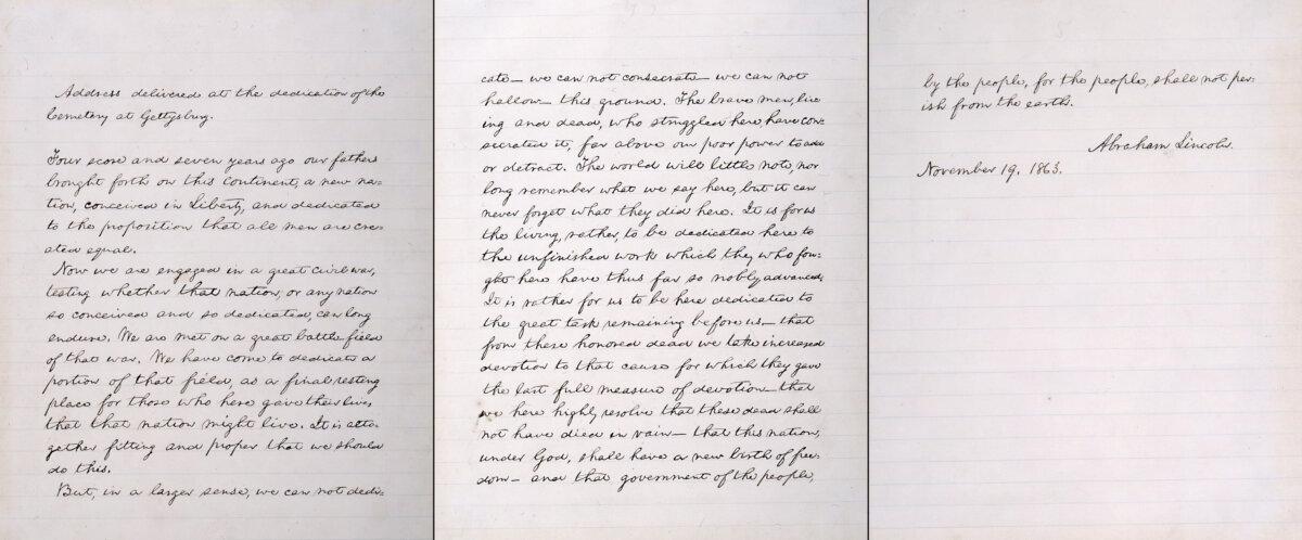 Alexander Bliss's copy of the address, now on display in the Lincoln Room at the White House. (Public Domain)