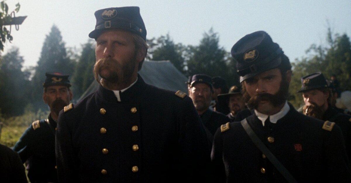 Col. Joshua Chamberlain (Jeff Daniels, L) and Thomas Chamberlain (C. Thomas Howell), in "Gettysburg." (New Line Cinema)