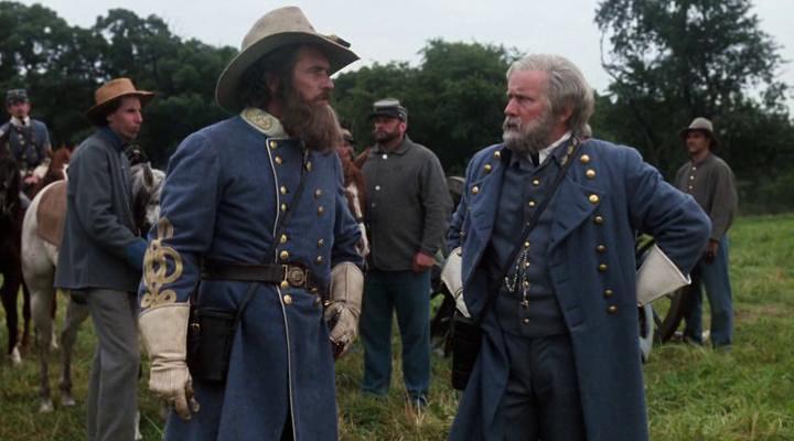 Lt. Gen. James Longstreet (Tom Berenger, L) and Gen. Robert E. Lee (Martin Sheen), in Gettysburg." (New Line Cinema)