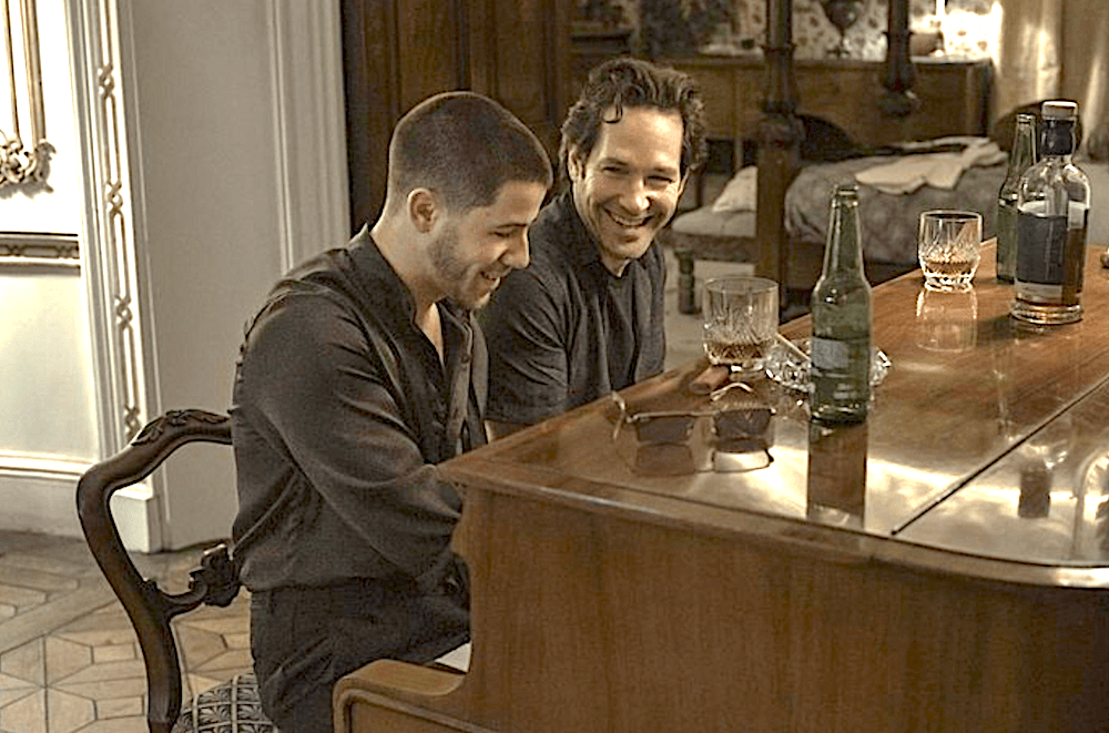 Nick Jonas and Paul Rudd play musicians whose unlikely jam session has unintended consequences, in "Power Ballad." (David Cleary/Lionsgate)