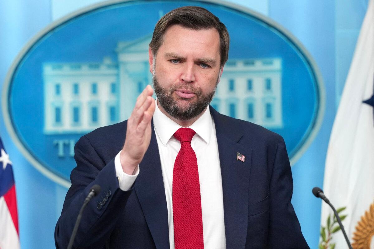 U.S. Vice President JD Vance speaks during a press briefing in the Brady Briefing Room of the White House on June 18, 2026. (Ken Cedeno/AFP)