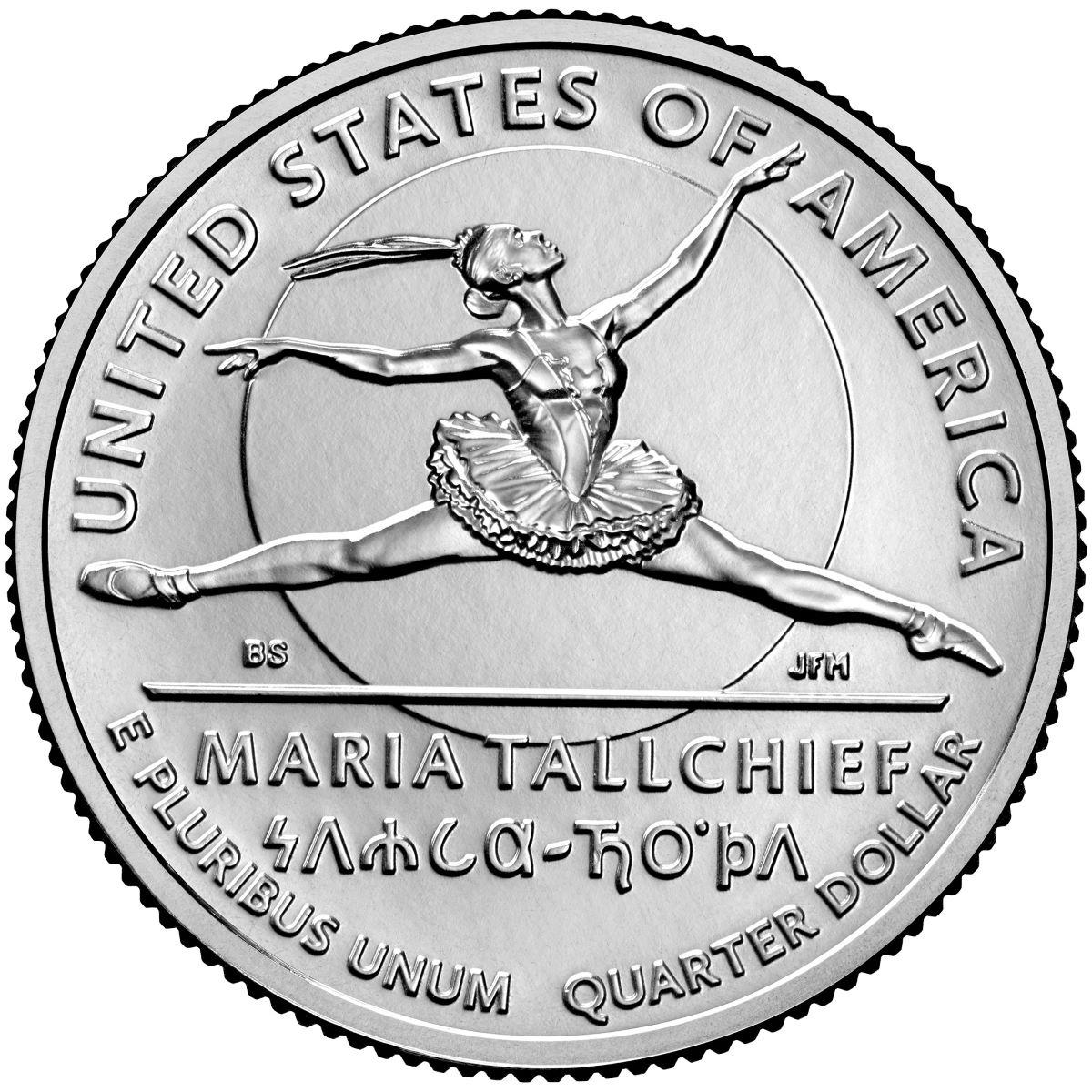 Tallchief is depicted and honored on the 2023 American Women quarter. (Public Domain)