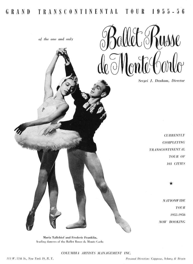 Maria Tallchief and Frederic Franklin in a 1955 advertisement for the Ballet Russe de Monte Carlo. (Public Domain)