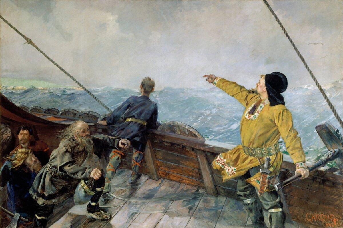 "Leiv Eirikson Discovering America," 1893, by Christian Krohg. National Museum in Oslo, Norway. (Public Domain)