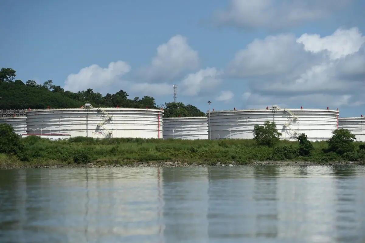 Storage facilities at a Chinese-owned oil refinery plant on Made Island off Kyaukphyu, Rakhine State, in Burma (also known as Myanmar) on Oct. 2, 2019. (Ye Aung Thu/AFP via Getty Images)