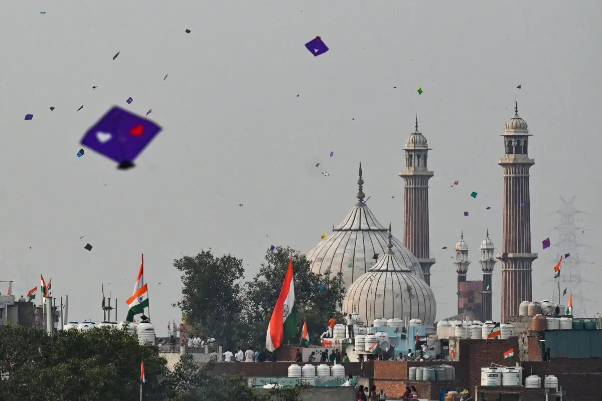People fly kites during the celebrations to mark India's Independence Day in New Delhi on Aug. 15, 2023. (Arun Sankar/AFP via Getty Images)