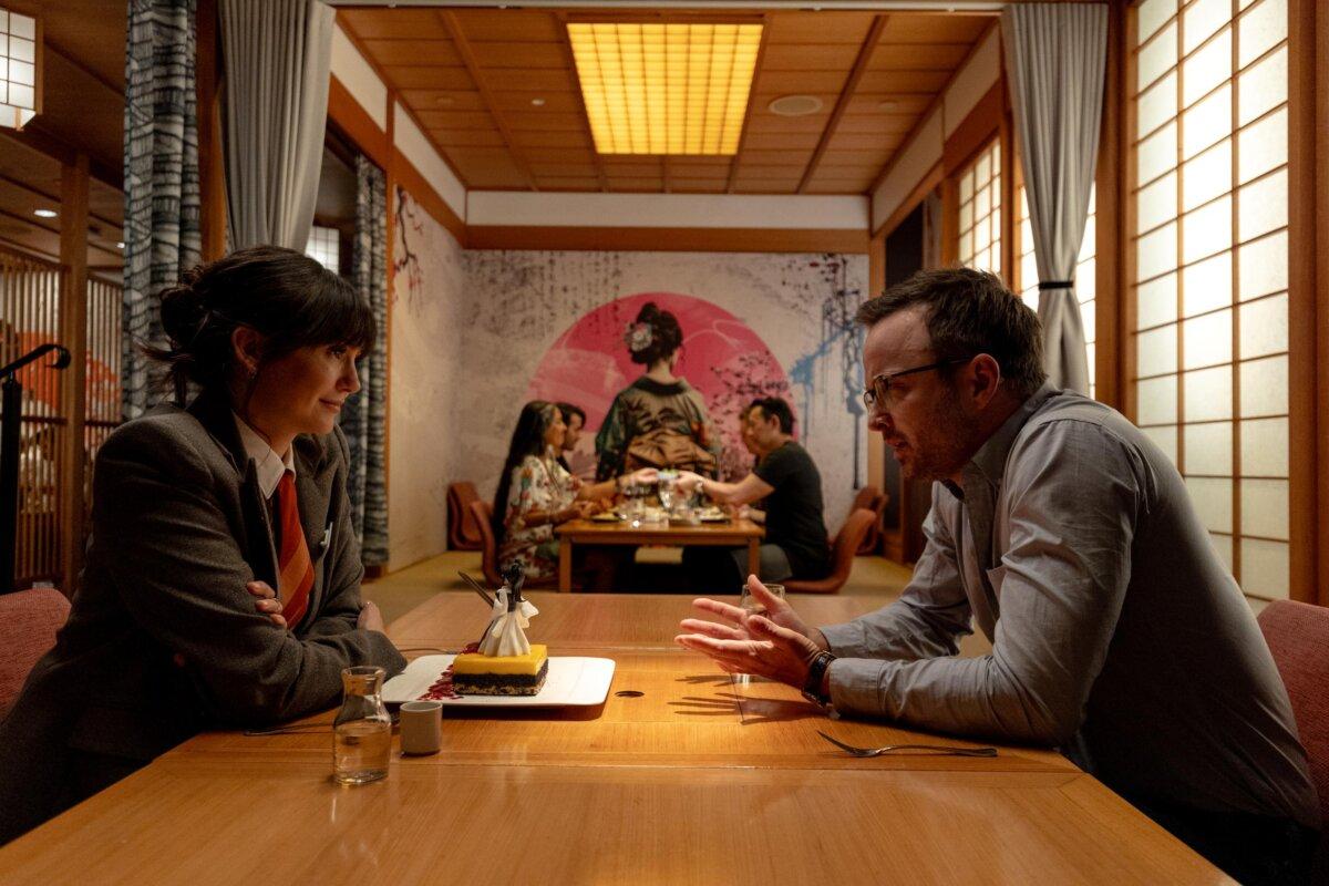 <span style="color: #000000;">Carrie (Nina Dobrev) and Jeff (Aaron Paul), in "The Get Out." (Vertical."</span>