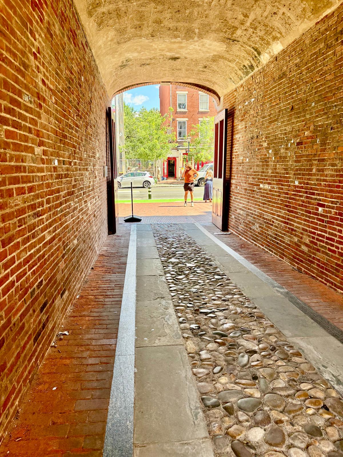 Franklin had a shortcut to work thanks to this brick and cobblestone corridor. (Deena Bouknight)