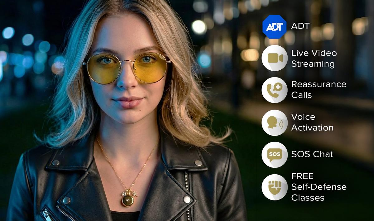 InvisaWear, partnered with ADT, is a discreet piece of jewelry with a hidden “panic button” inside – all you need to do is click it twice to get help instantly.