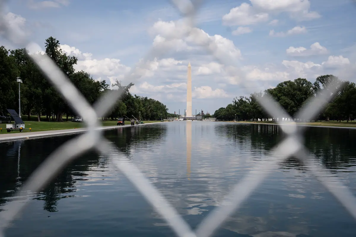 The Lincoln Memorial Reflecting Pool in Washington on June 26, 2026. (Madalina Kilroy/The Epoch Times)