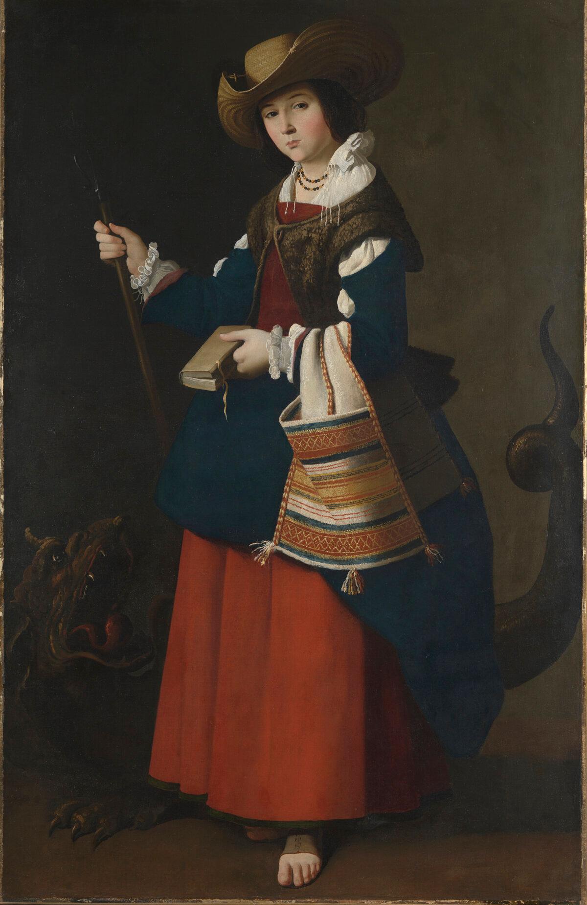 “Saint Margaret of Antioch,” 1630–1634, by Francisco de Zurbarán. Oil on canvas; 5 foot 4 1/8 inches by 3 foot 5 3/8 inches. National Gallery, London. (Copyright The National Gallery, London)