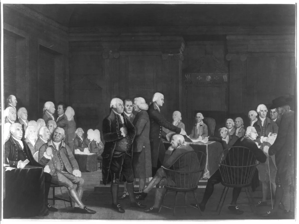 Congress voting the Declaration of Independence. Library of Congress. (Public Domain)