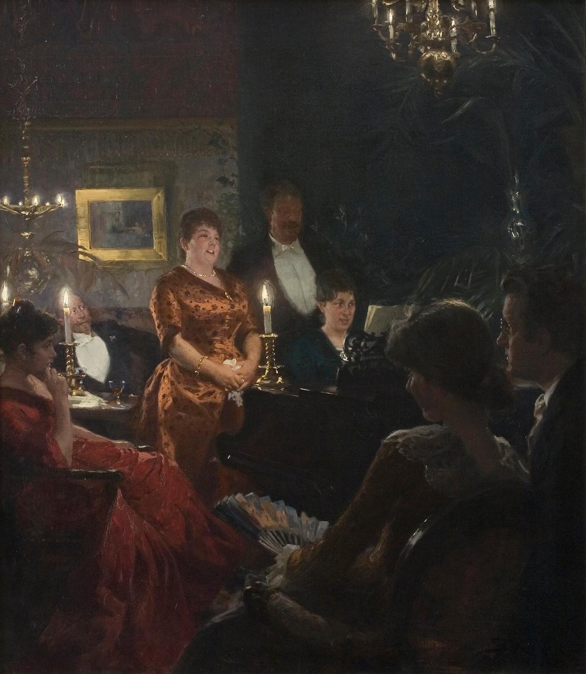 "A Duet," 1887, by Peder Severin Kroyer. After the trend of parlor music moved from Europe to America, it became a cultural anchor for 19th-century America's middle-and upper-class society. National Gallery of Denmark, Copenhagen. (Public Domain)