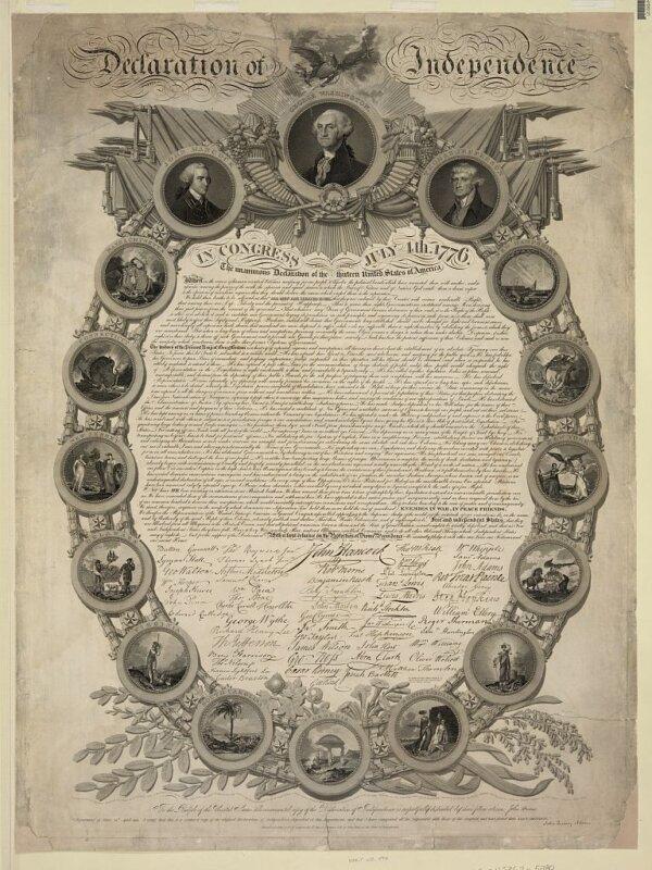 A print inspired by the Declaration, 1818, by John Binns. (Public Domain)