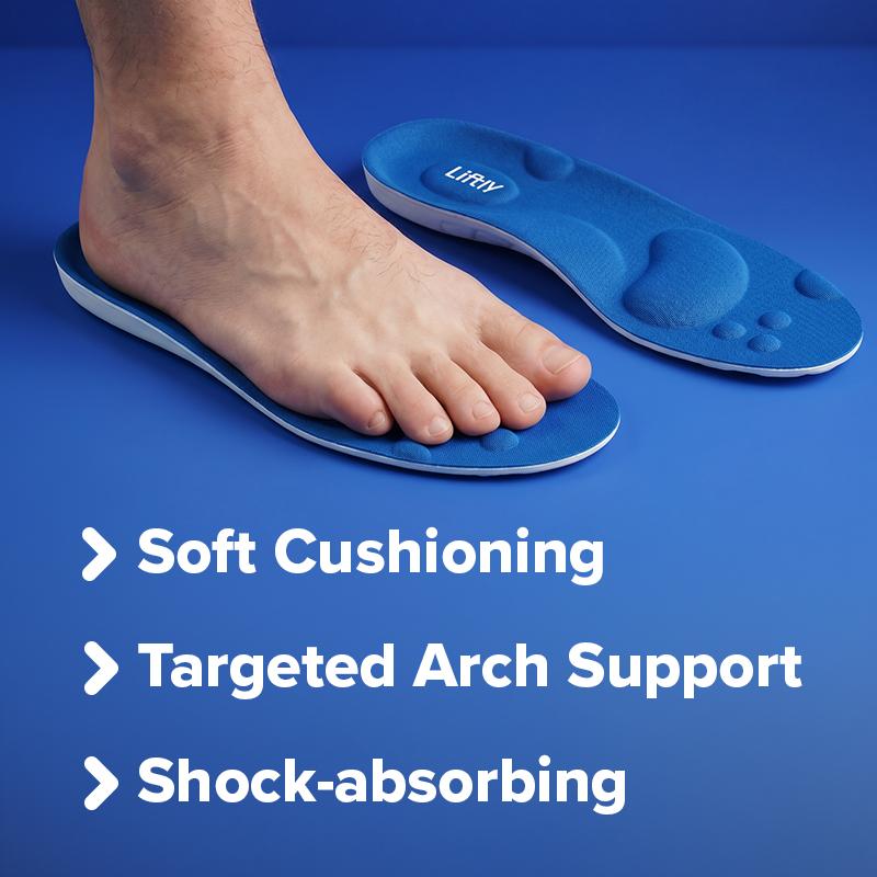 Liftly Insoles help relieve foot pain instantly and you can stand longer & move more comfortably.