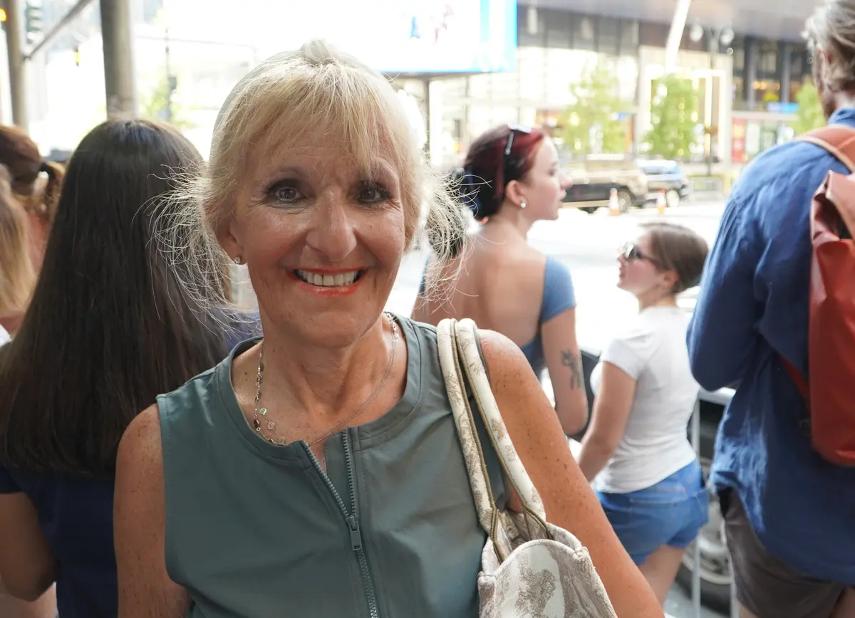 Joann Gregoli, an event planner who lives nearby and said she has been monitoring the events at Madison Square Garden, in New York City on July 3, 2026. (Nicholas Zifcak/The Epoch Times)