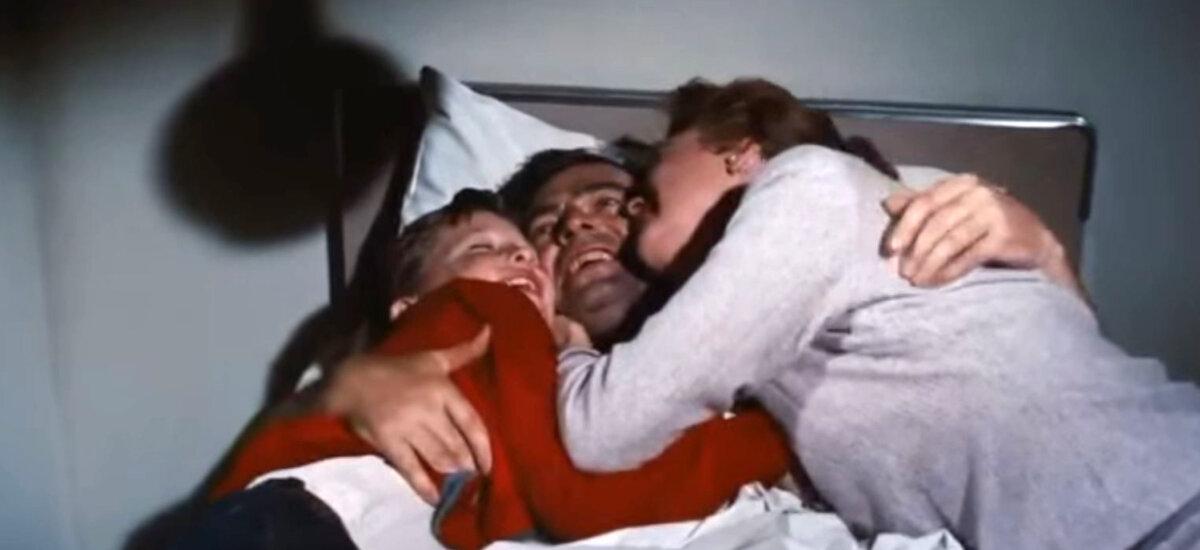 A chance at recovery: Ed Avery (James Mason) with his wife, Lou (Barbara Rush), and son, Richie (Christopher Olsen), in “Bigger Than Life.” (20th Century Fox)