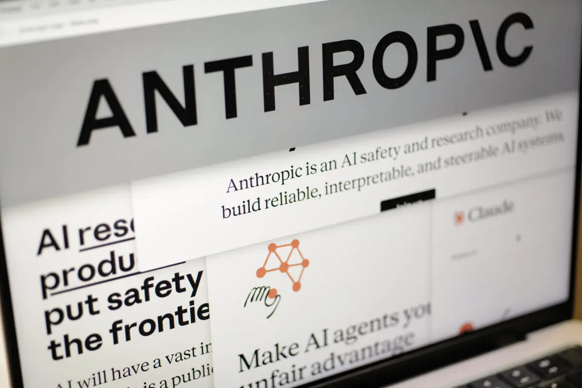 Pages from the Anthropic website and the company's logo are displayed on a computer screen in New York City on Feb. 26, 2026. (Patrick Sison/AP)