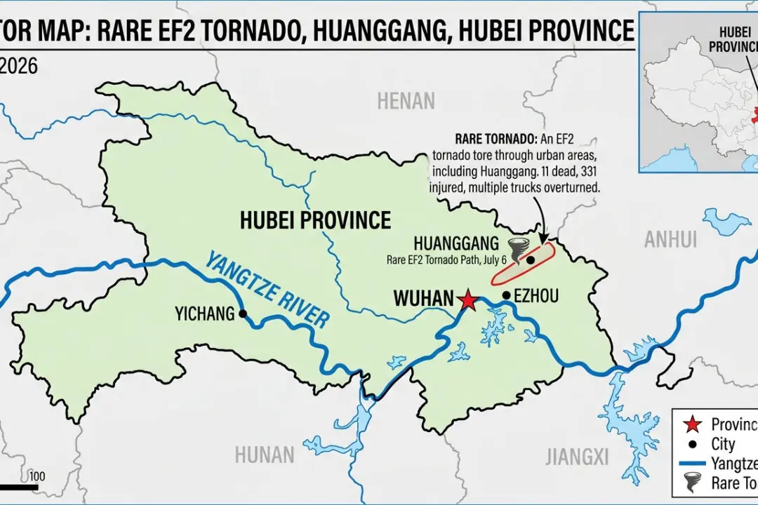 Rare EF2 Tornado Tears Through City in China’s Hubei, Killing 11 and Throwing Trucks 100 Feet
