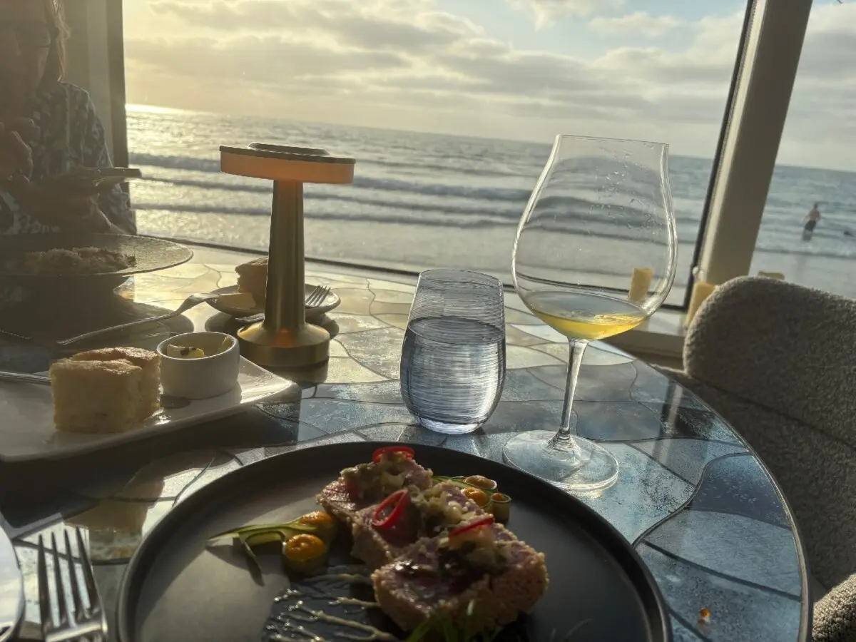 The Marine Room in La Jolla, California, offers exquisitely prepared food and unbeatable views. (Photo courtesy of Georgeanne Brennan)