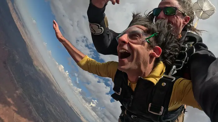 Luke Dimyan and Bear Grylls in 'The Chosen in the Wild With Bear Grylls.' (Courtesy of Prime Video/5&2 Studios)