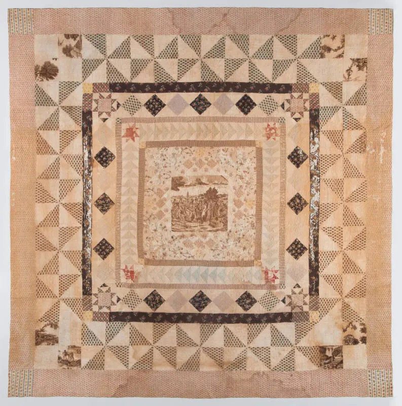 Penn Treaty Quilt, 1790–1802, by Martha Washington. Cotton, linen; 100 3/4 inches by 100 3/4 inches. Gift of Louisa Lear Eyre, 1931; Mount Vernon, Virginia. (Courtesy of the Mount Vernon Ladies' Association)