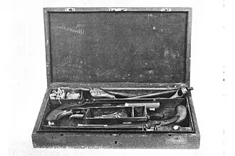 A classic pair of gentleman's dueling pistols, engineered specifically for accuracy at 10 paces. (Public Domain)