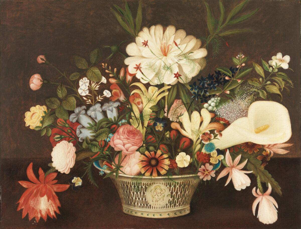 “From Nature in the Garden,” 1856, by Rubens Peale. (Public Domain)