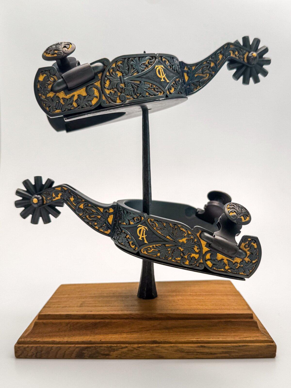 “Heart of Gold Spurs,” 2018, by Wilson Capron. Steel and 24-karat gold; 9 inches by 6 inches by 5 inches. (Madison Metro/Courtesy of Craft in America)