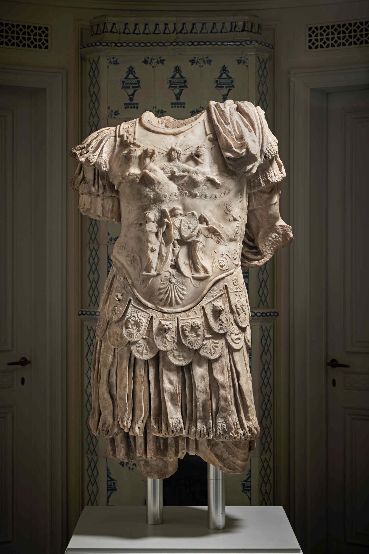 A marble torso of an Emperor, Roman Imperial, Julio-Claudian, A.D. 1st century, will be auctioned at Sotheby's "Magnum Opus: A Private Collection of Exceptional Art and Objects Through the Ages" in October, 2026. (Sotheby's)