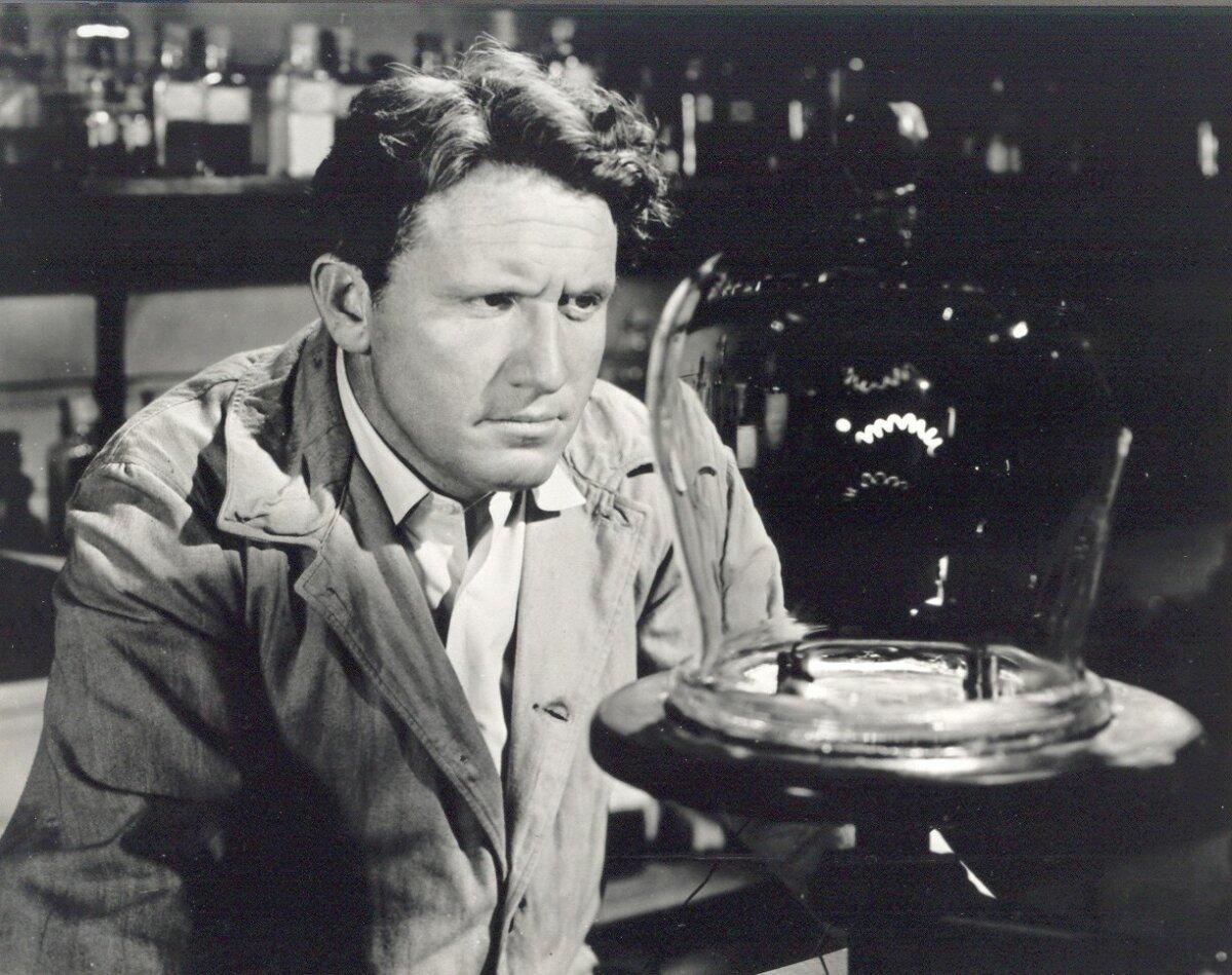 Edison (Spencer Tracy) studies electricity, in "Edison, the Man." (Metro-Goldwyn-Mayer/MovieStillsDB)