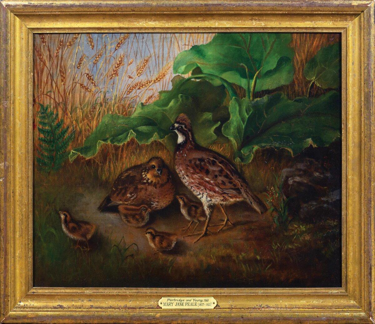 “Partridges and Young,” 1868, by Mary J Peale. (Public Domain)