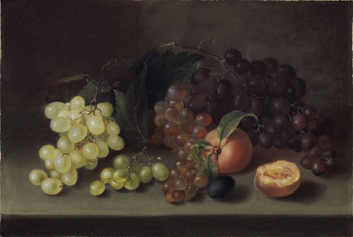 “Grapes and Peaches,” 1864, by Mary Jane Peale. (Public Domain)