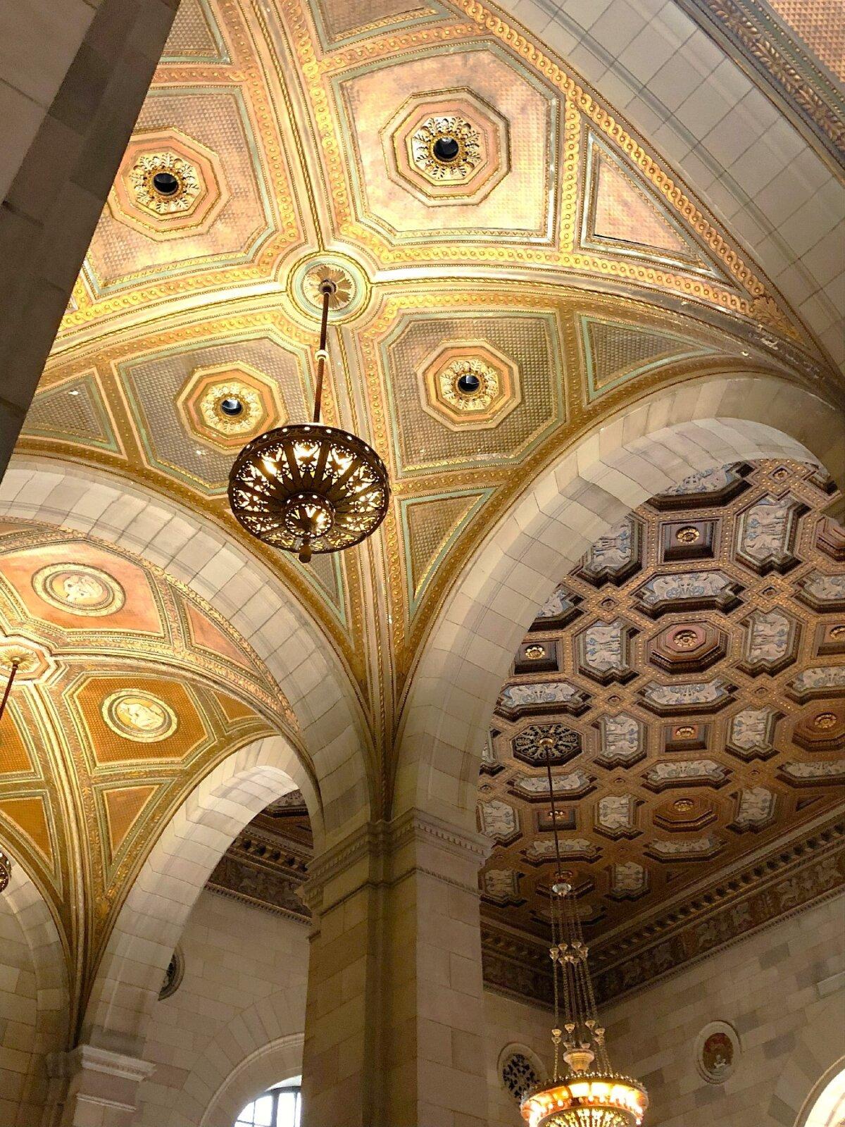 An elaborately designed pre-World War I bank in Montreal now houses a cafe and a work collective. (Photo courtesy of Cheryl Thiede)