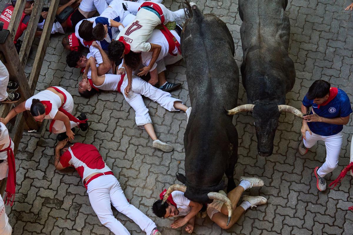 One Runner Gored in the Face at Spain’s San Fermin Bull Run Festival