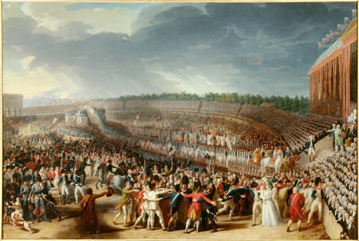 The Fête de la Fédération on July 14, 1790, at the Champ de Mars in Paris. (Painting by Charles Thevenin/Public Domain)