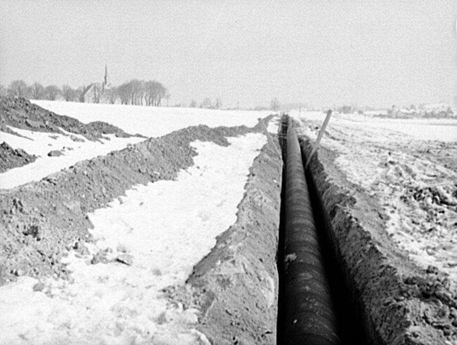 The completed pipeline laid. Library of Congress. (Public Domain)