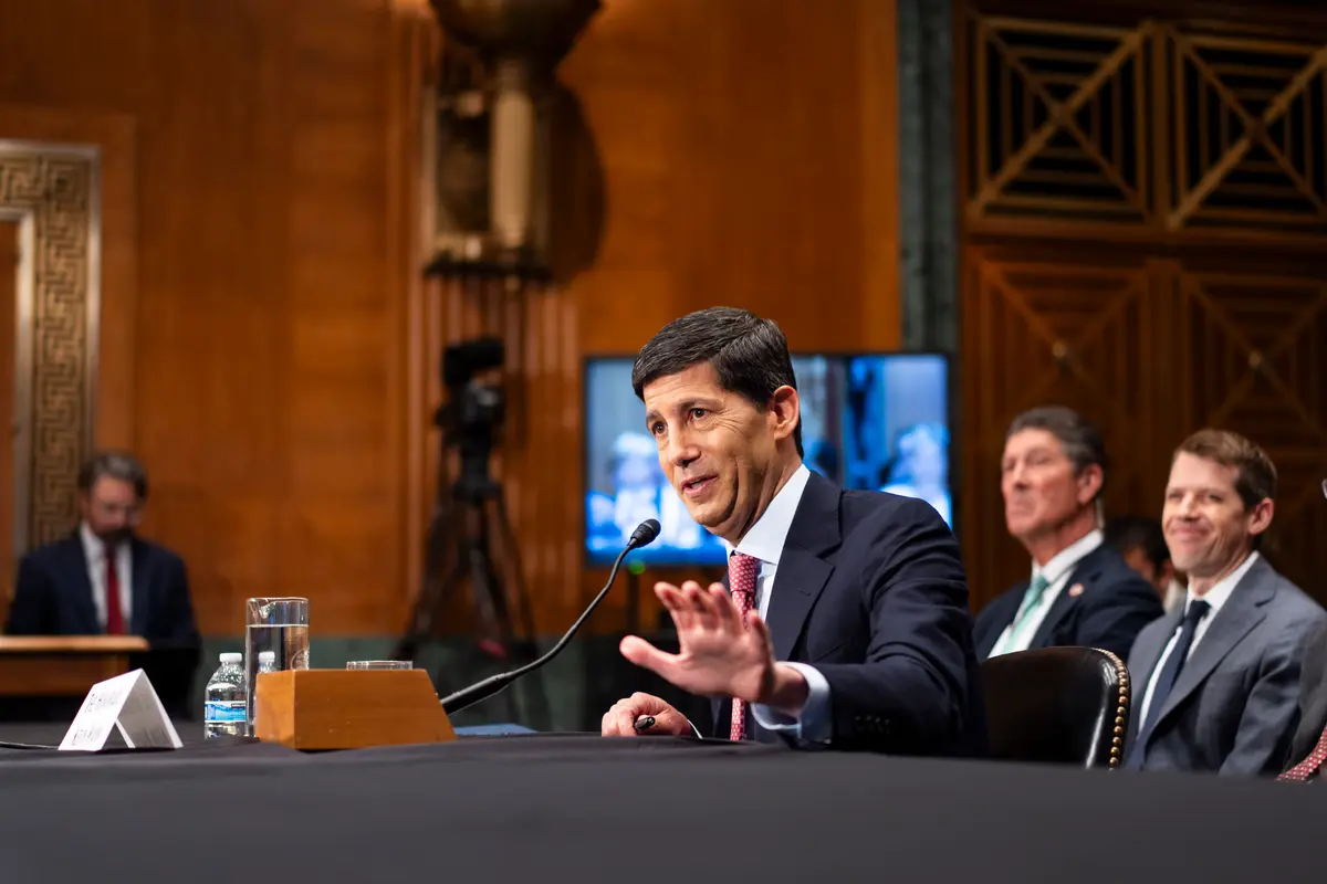 Federal Reserve Chairman Kevin Warsh testifies before the Senate Committee on Banking, Housing, and Urban Affairs on Capitol Hill in Washington, on July 15, 2026. (Madalina Kilroy/The Epoch Times)