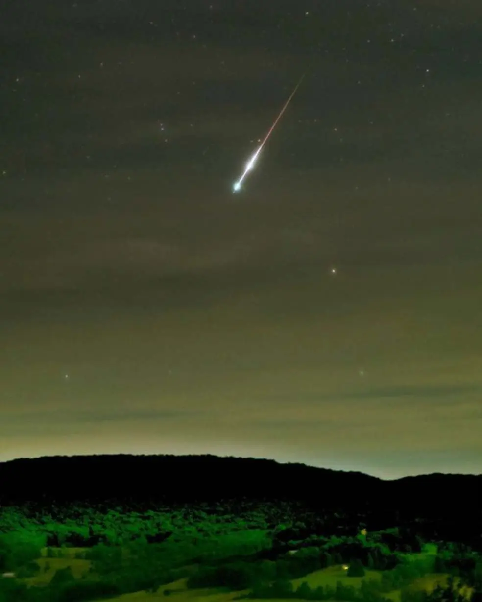 Astrophotographer Garth Battista captured this Perseid fireball over the Catskill Mountains, New York. (Courtesy of Garth Battista)