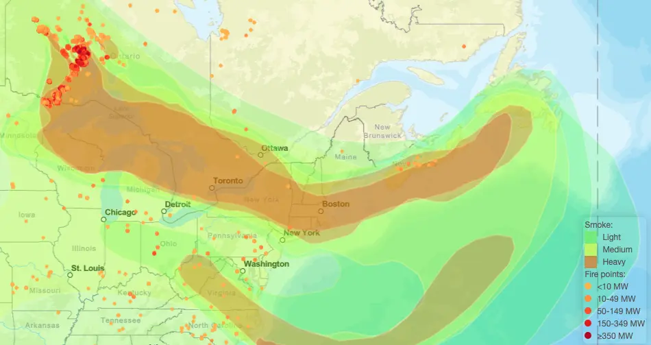 Minnesota and Canada Wildfires Spill Smoke Across Northeast