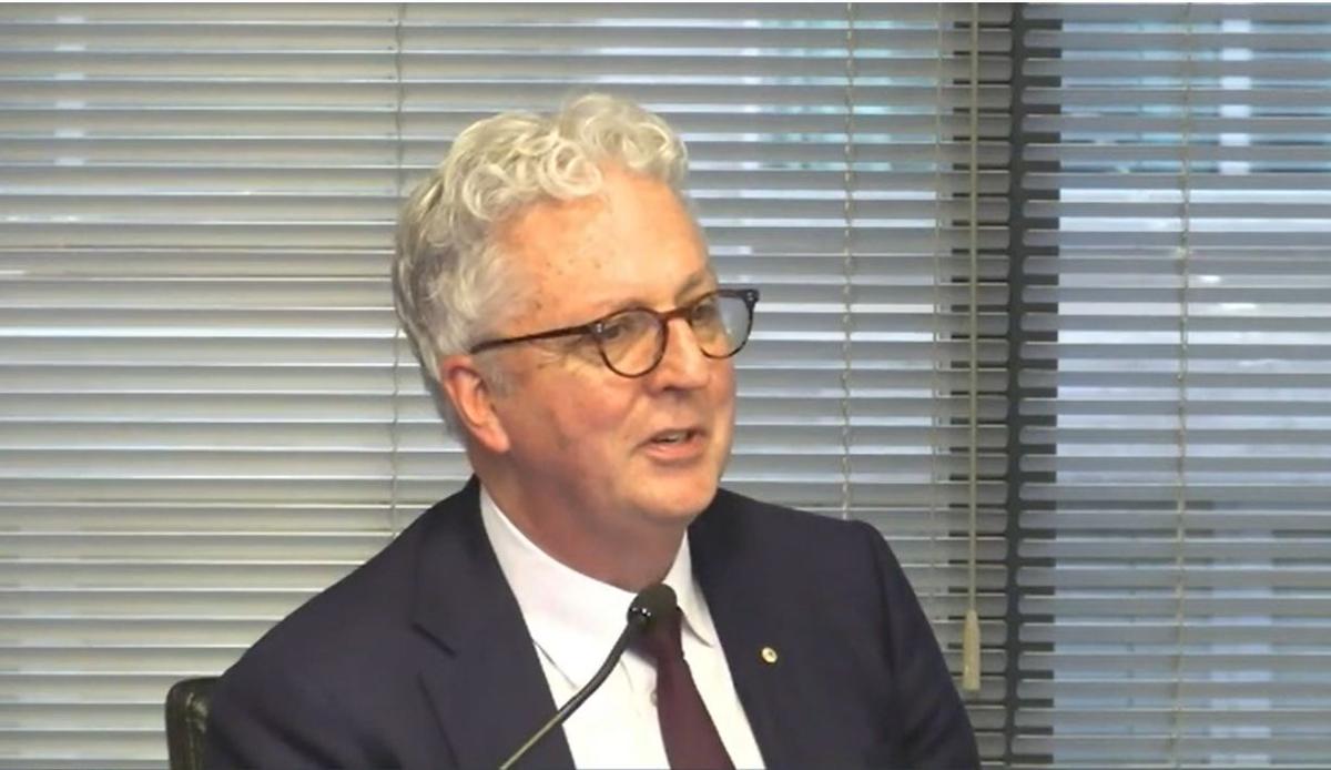 University of Sydney Vice-Chancellor Mark Scott gives evidence to the Royal Commission on Anti-Semitism and Social Cohesion in Melbourne. (Screenshot from the Commission's livestream)