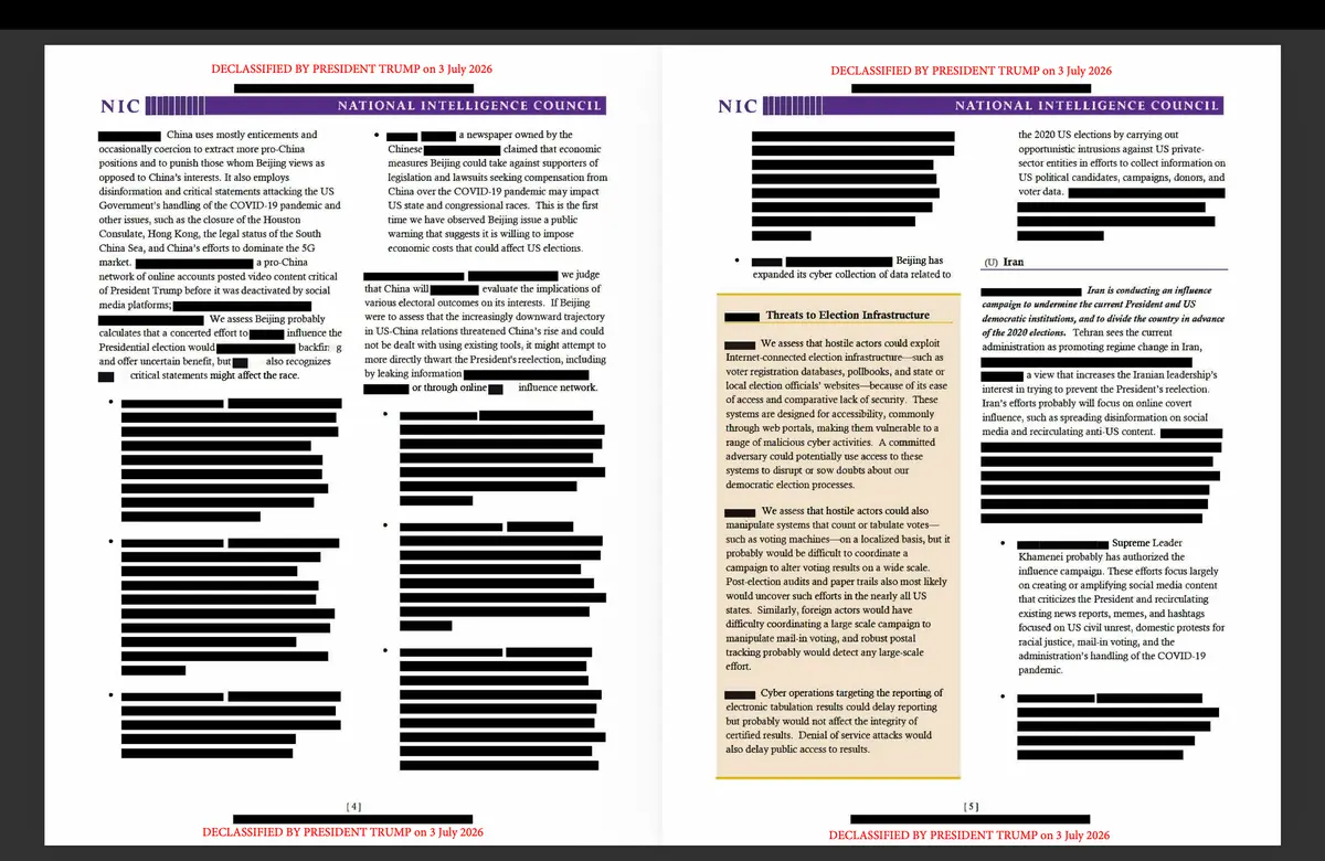 Newly declassified documents released by President Donald Trump on July 16, 2026.