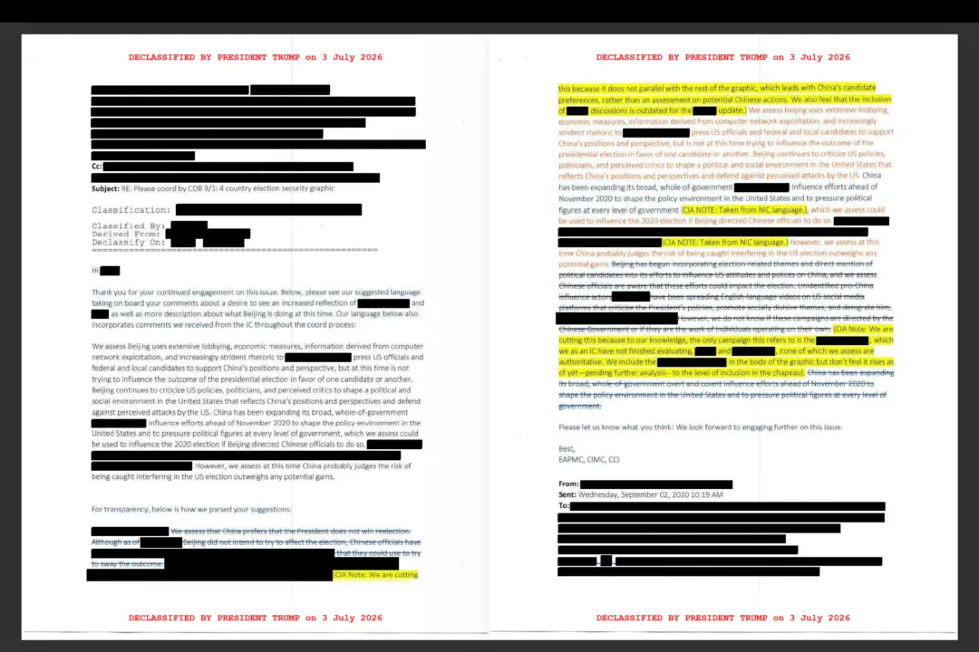 Newly Declassified Docs Describe China’s Election Influence Efforts, Concern That US Intel Downplayed Connections