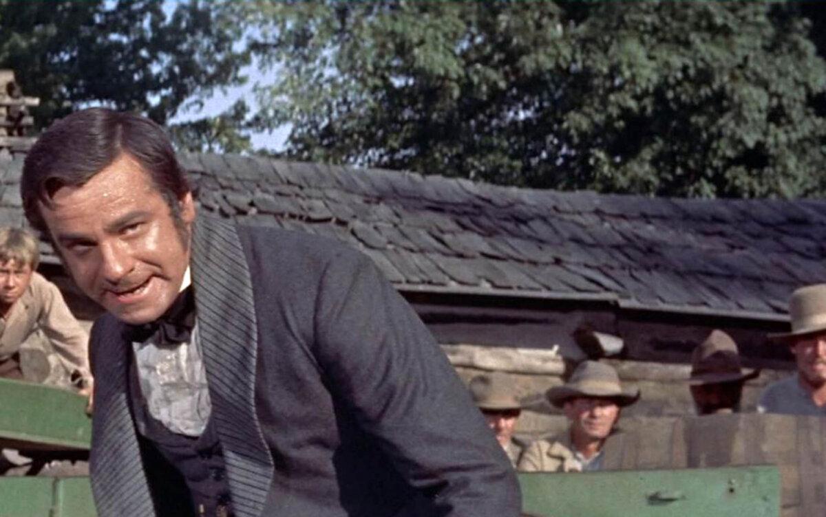 Stan Bodine (Walter Matthau) means business with his whip, in “The Kentuckian.” (United Artists)