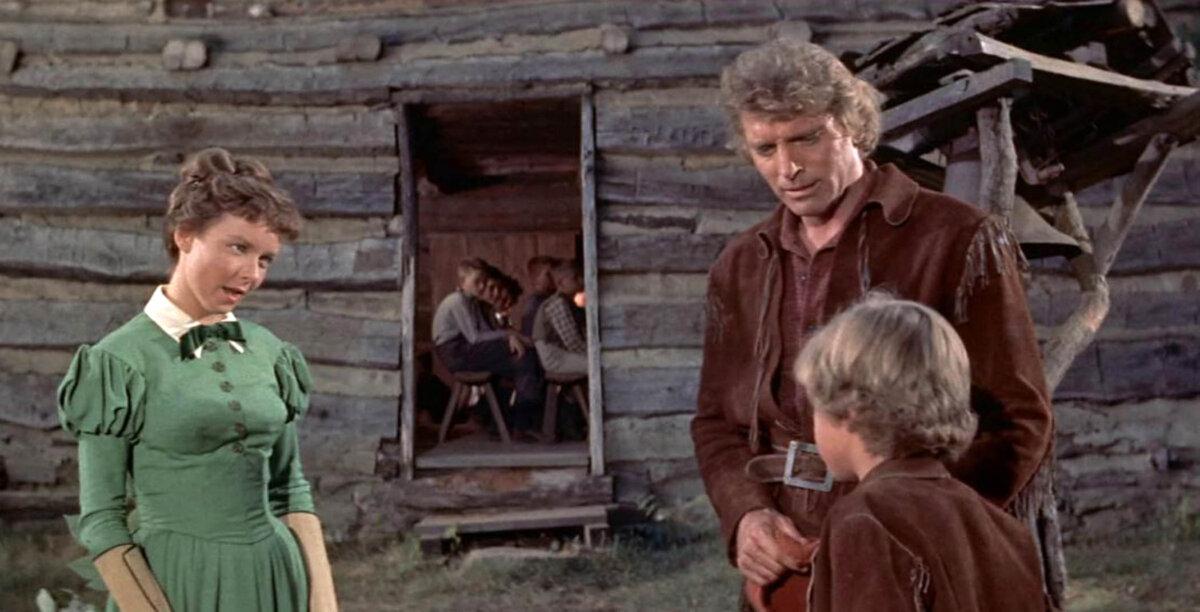 (L–R) Susie Spann (Diana Lynn), Big Eli Wakefield (Burt Lancaster), and Little Eli (Donald MacDonald), in “The Kentuckian.” (United Artists)