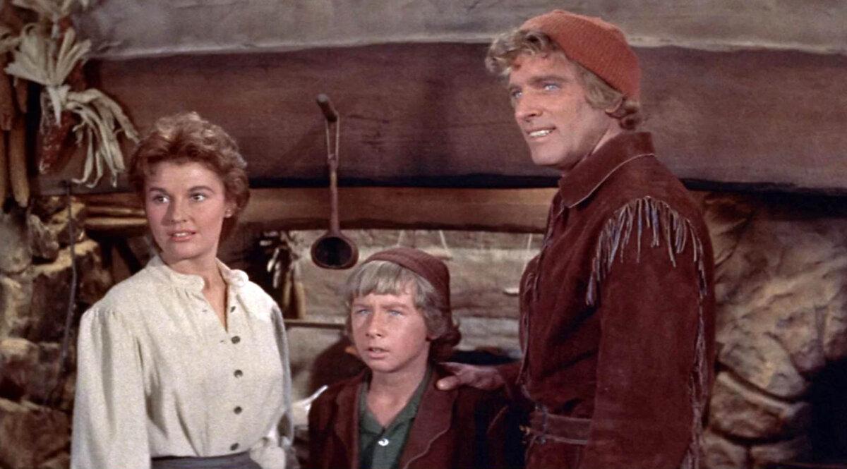 (L–R) Hannah Bolen (Dianne Foster), Little Eli (Donald MacDonald), and Big Eli Wakefield (Burt Lancaster), in “The Kentuckian.” (United Artists)