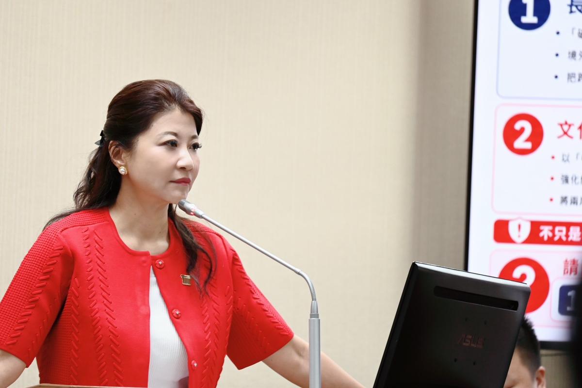 Taiwan lawmaker Lin Chu-yin questions officials about a new Chinese law she said expands Beijing’s long-arm jurisdiction and transnational repression against Taiwan on July 6, 2026. (Taiwan’s Legislative Yuan)
