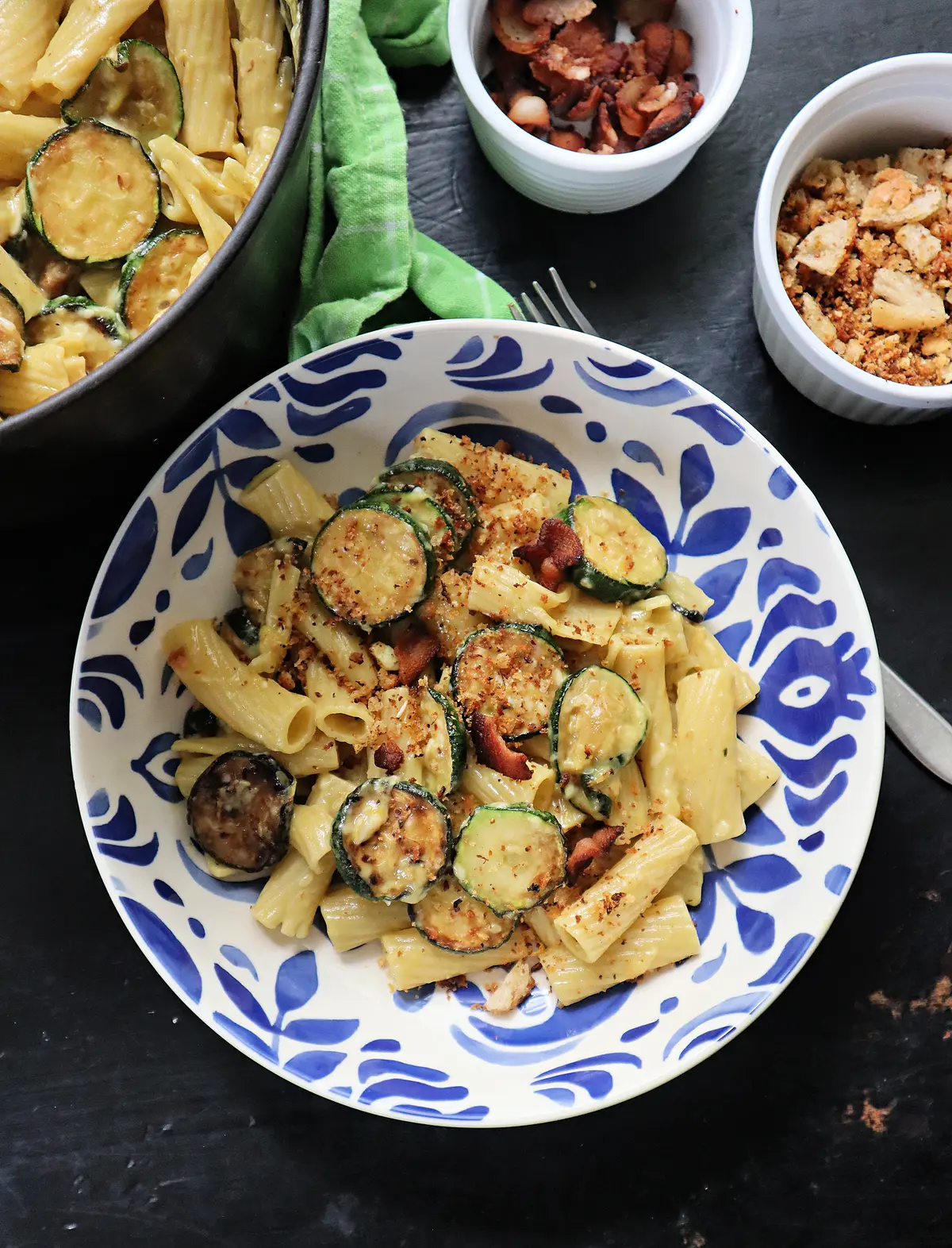 Zucchini carbonara is a summery, vegetarian riff on the classic pasta dish carbonara. (Gretchen McKay/Pittsburgh Post-Gazette/TNS)
