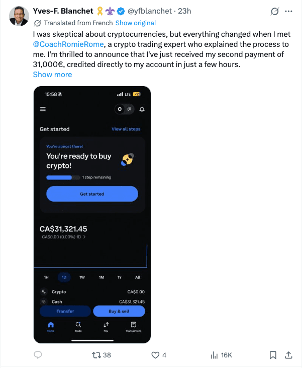 Screenshot of an X post on Bloc Québécois Leader Yves-François Blanchet's account on July 22, 2026. (X/Screenshot via The Epoch Times)